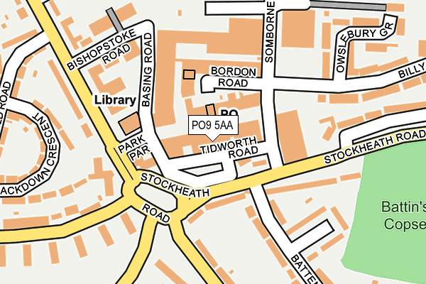 PO9 5AA map - OS OpenMap – Local (Ordnance Survey)