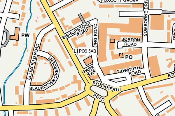 PO9 5AB map - OS OpenMap – Local (Ordnance Survey)