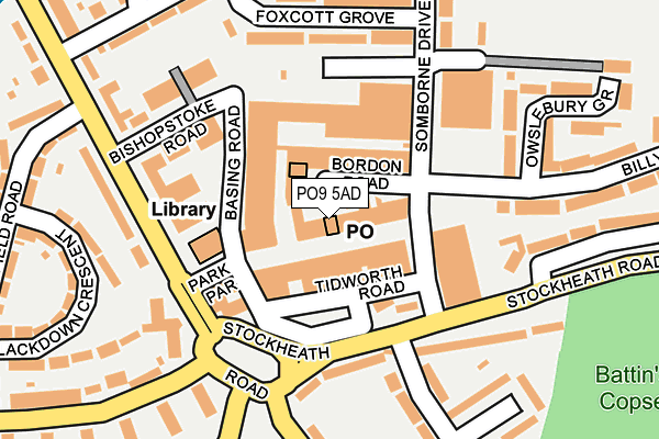PO9 5AD map - OS OpenMap – Local (Ordnance Survey)