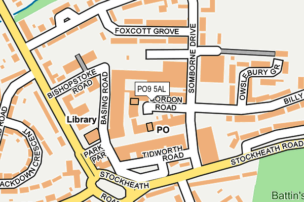 PO9 5AL map - OS OpenMap – Local (Ordnance Survey)