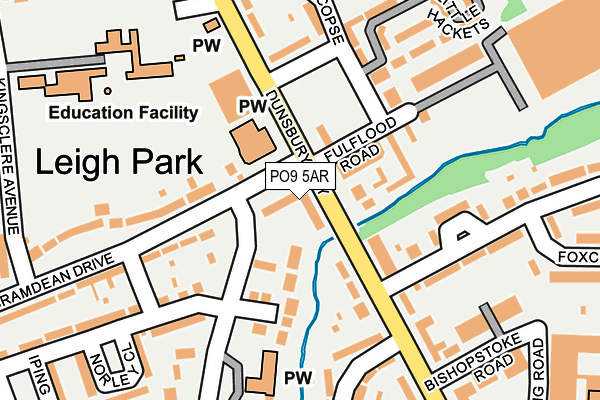 PO9 5AR map - OS OpenMap – Local (Ordnance Survey)