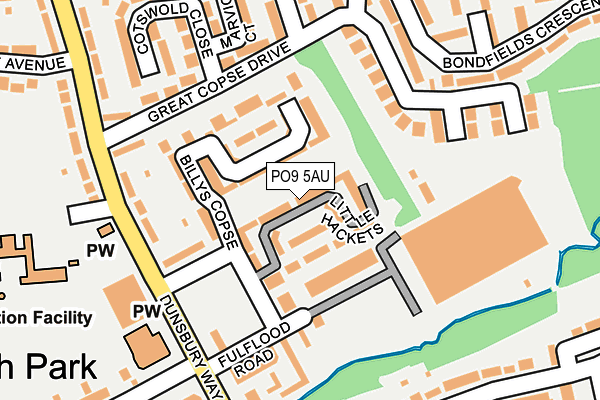 PO9 5AU map - OS OpenMap – Local (Ordnance Survey)