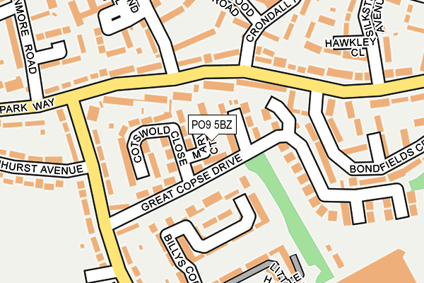 PO9 5BZ map - OS OpenMap – Local (Ordnance Survey)