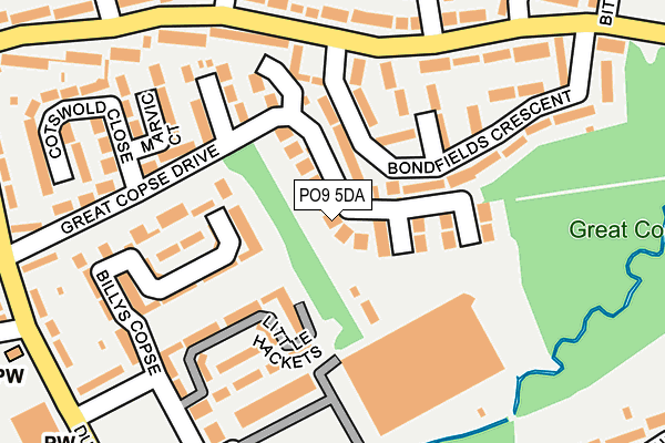 PO9 5DA map - OS OpenMap – Local (Ordnance Survey)