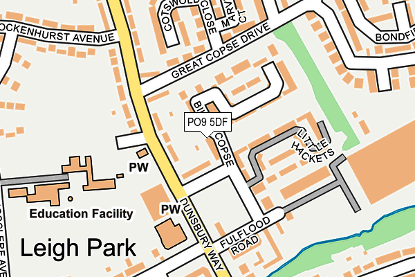 PO9 5DF map - OS OpenMap – Local (Ordnance Survey)