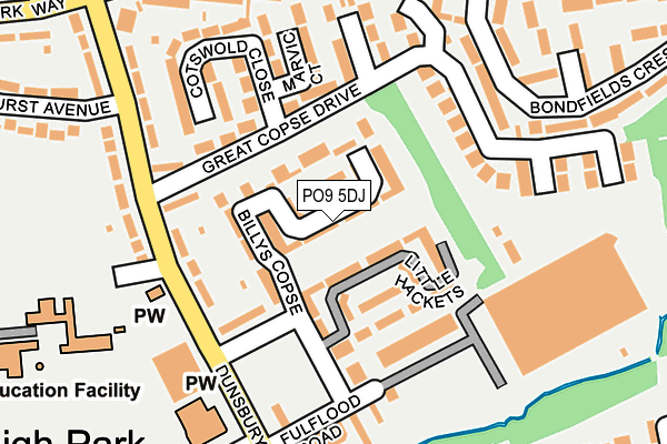 PO9 5DJ map - OS OpenMap – Local (Ordnance Survey)
