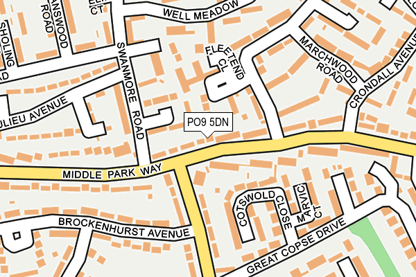 PO9 5DN map - OS OpenMap – Local (Ordnance Survey)
