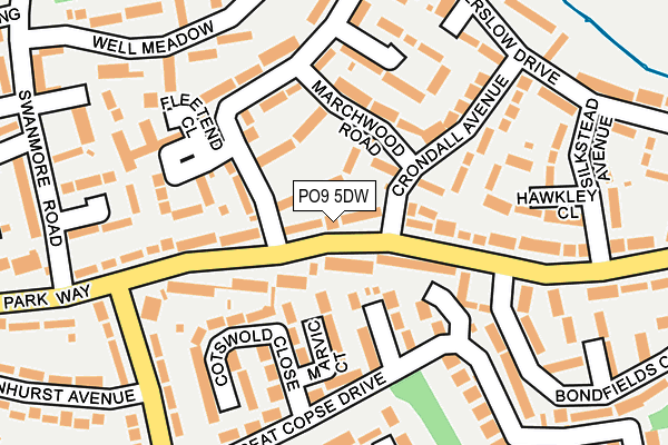 PO9 5DW map - OS OpenMap – Local (Ordnance Survey)