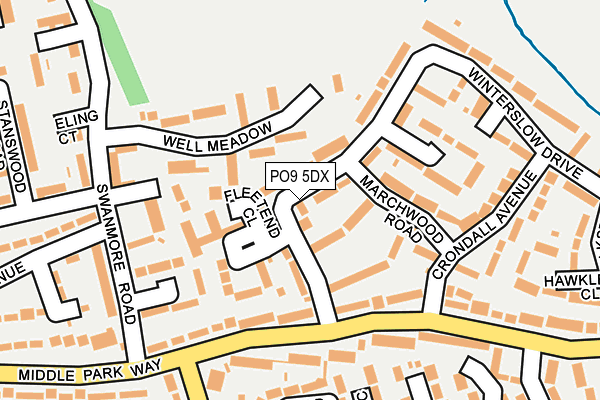 PO9 5DX map - OS OpenMap – Local (Ordnance Survey)