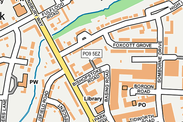 PO9 5EZ map - OS OpenMap – Local (Ordnance Survey)