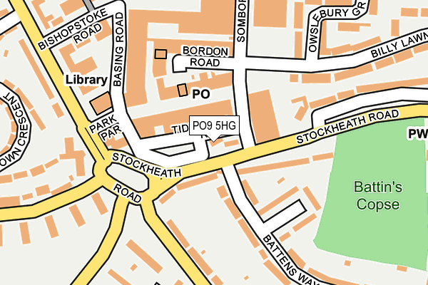 PO9 5HG map - OS OpenMap – Local (Ordnance Survey)