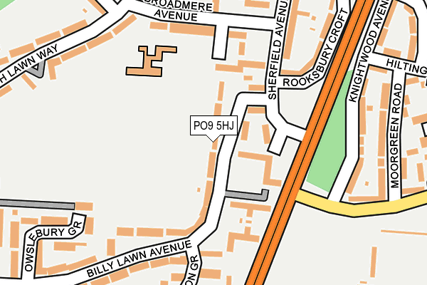 PO9 5HJ map - OS OpenMap – Local (Ordnance Survey)