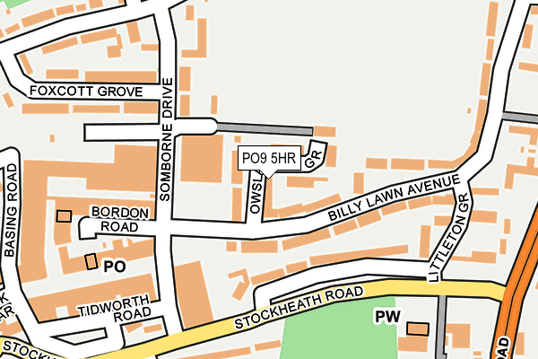 PO9 5HR map - OS OpenMap – Local (Ordnance Survey)