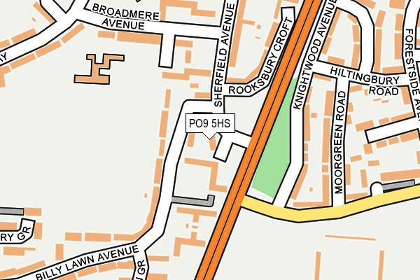 PO9 5HS map - OS OpenMap – Local (Ordnance Survey)