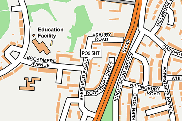 PO9 5HT map - OS OpenMap – Local (Ordnance Survey)