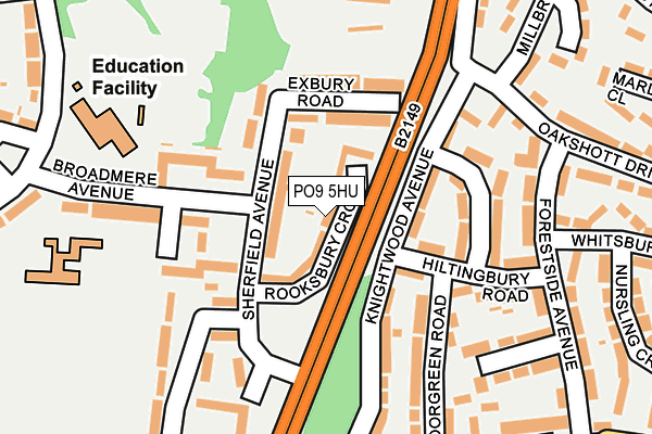 PO9 5HU map - OS OpenMap – Local (Ordnance Survey)