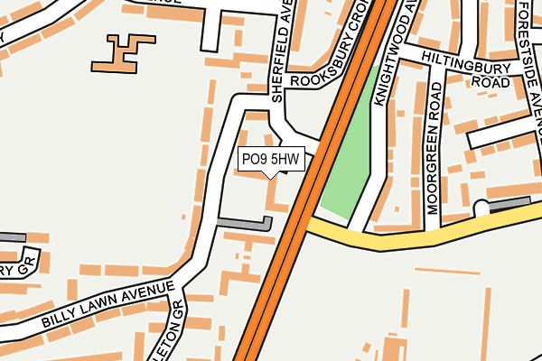 PO9 5HW map - OS OpenMap – Local (Ordnance Survey)