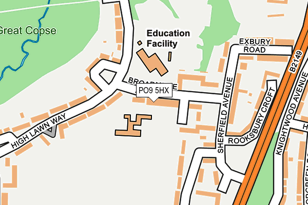 PO9 5HX map - OS OpenMap – Local (Ordnance Survey)