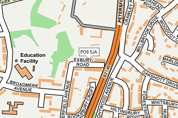 PO9 5JA map - OS OpenMap – Local (Ordnance Survey)