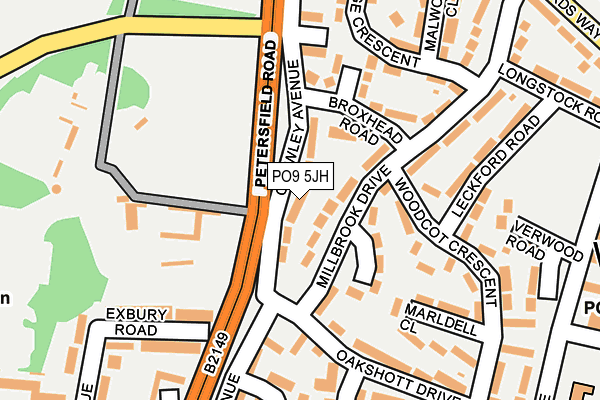 PO9 5JH map - OS OpenMap – Local (Ordnance Survey)