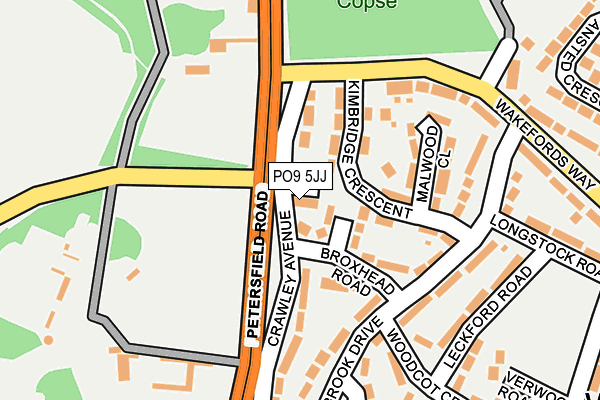 PO9 5JJ map - OS OpenMap – Local (Ordnance Survey)