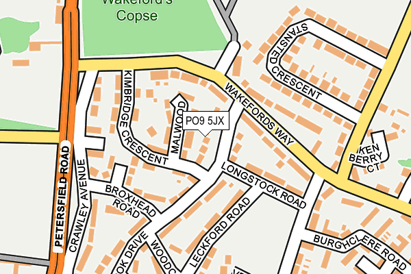 PO9 5JX map - OS OpenMap – Local (Ordnance Survey)