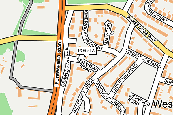 PO9 5LA map - OS OpenMap – Local (Ordnance Survey)