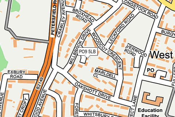 PO9 5LB map - OS OpenMap – Local (Ordnance Survey)