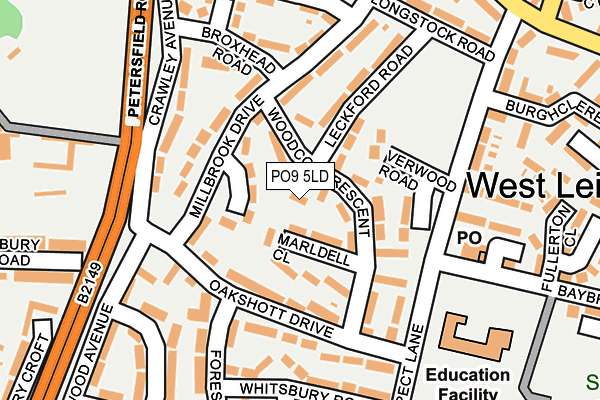 PO9 5LD map - OS OpenMap – Local (Ordnance Survey)