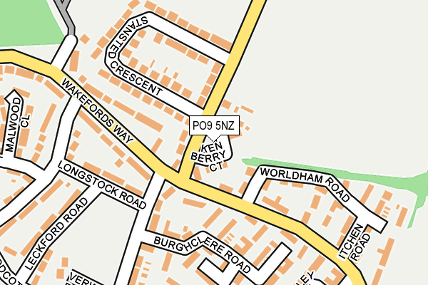 PO9 5NZ map - OS OpenMap – Local (Ordnance Survey)