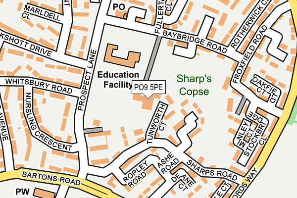 PO9 5PE map - OS OpenMap – Local (Ordnance Survey)