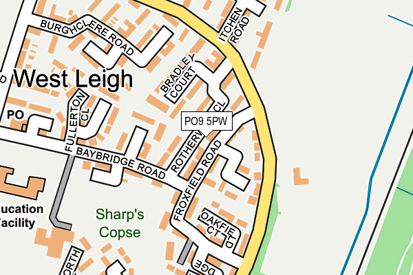 PO9 5PW map - OS OpenMap – Local (Ordnance Survey)