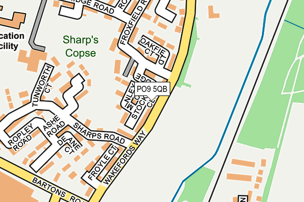 PO9 5QB map - OS OpenMap – Local (Ordnance Survey)
