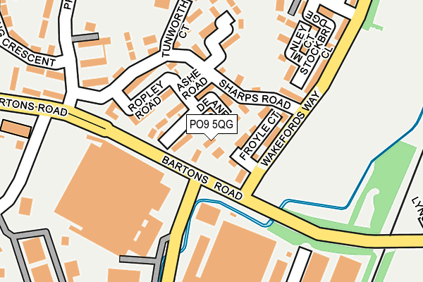 PO9 5QG map - OS OpenMap – Local (Ordnance Survey)