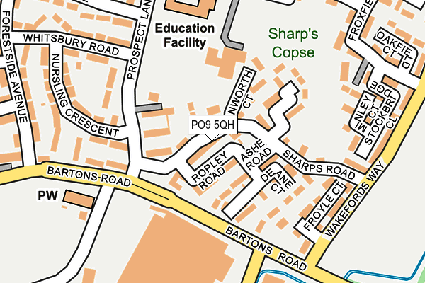 PO9 5QH map - OS OpenMap – Local (Ordnance Survey)