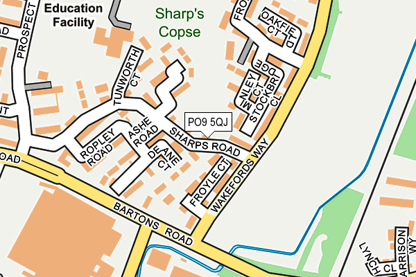 PO9 5QJ map - OS OpenMap – Local (Ordnance Survey)
