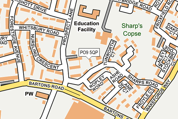 PO9 5QP map - OS OpenMap – Local (Ordnance Survey)