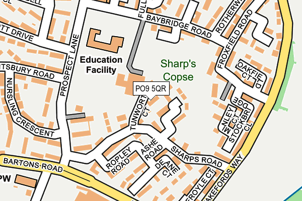 PO9 5QR map - OS OpenMap – Local (Ordnance Survey)