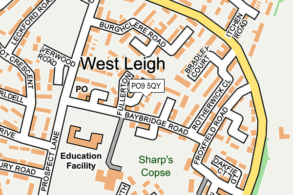 PO9 5QY map - OS OpenMap – Local (Ordnance Survey)