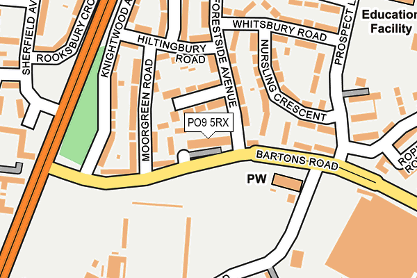 PO9 5RX map - OS OpenMap – Local (Ordnance Survey)