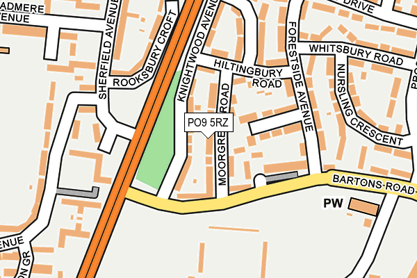 PO9 5RZ map - OS OpenMap – Local (Ordnance Survey)
