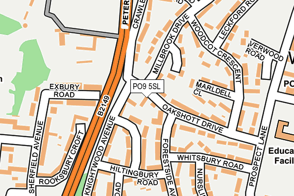 PO9 5SL map - OS OpenMap – Local (Ordnance Survey)