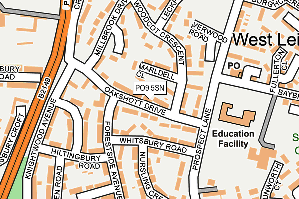 PO9 5SN map - OS OpenMap – Local (Ordnance Survey)