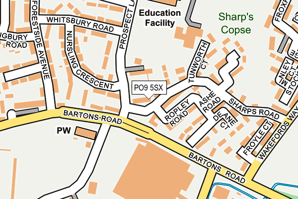 PO9 5SX map - OS OpenMap – Local (Ordnance Survey)