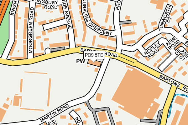 PO9 5TE map - OS OpenMap – Local (Ordnance Survey)