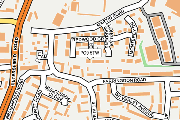 PO9 5TW map - OS OpenMap – Local (Ordnance Survey)