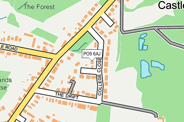 PO9 6AJ map - OS OpenMap – Local (Ordnance Survey)