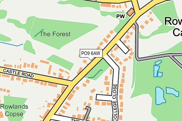 PO9 6AW map - OS OpenMap – Local (Ordnance Survey)
