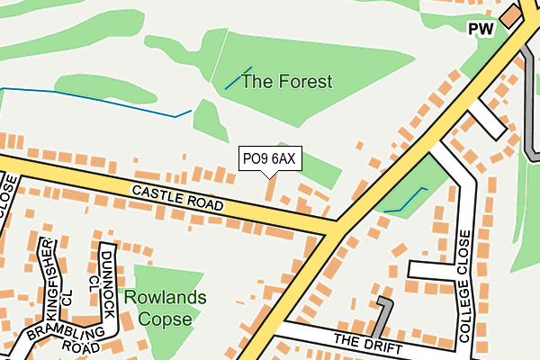 PO9 6AX map - OS OpenMap – Local (Ordnance Survey)