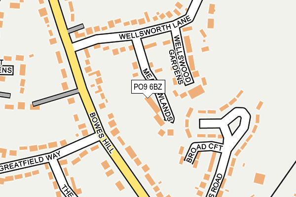 PO9 6BZ map - OS OpenMap – Local (Ordnance Survey)